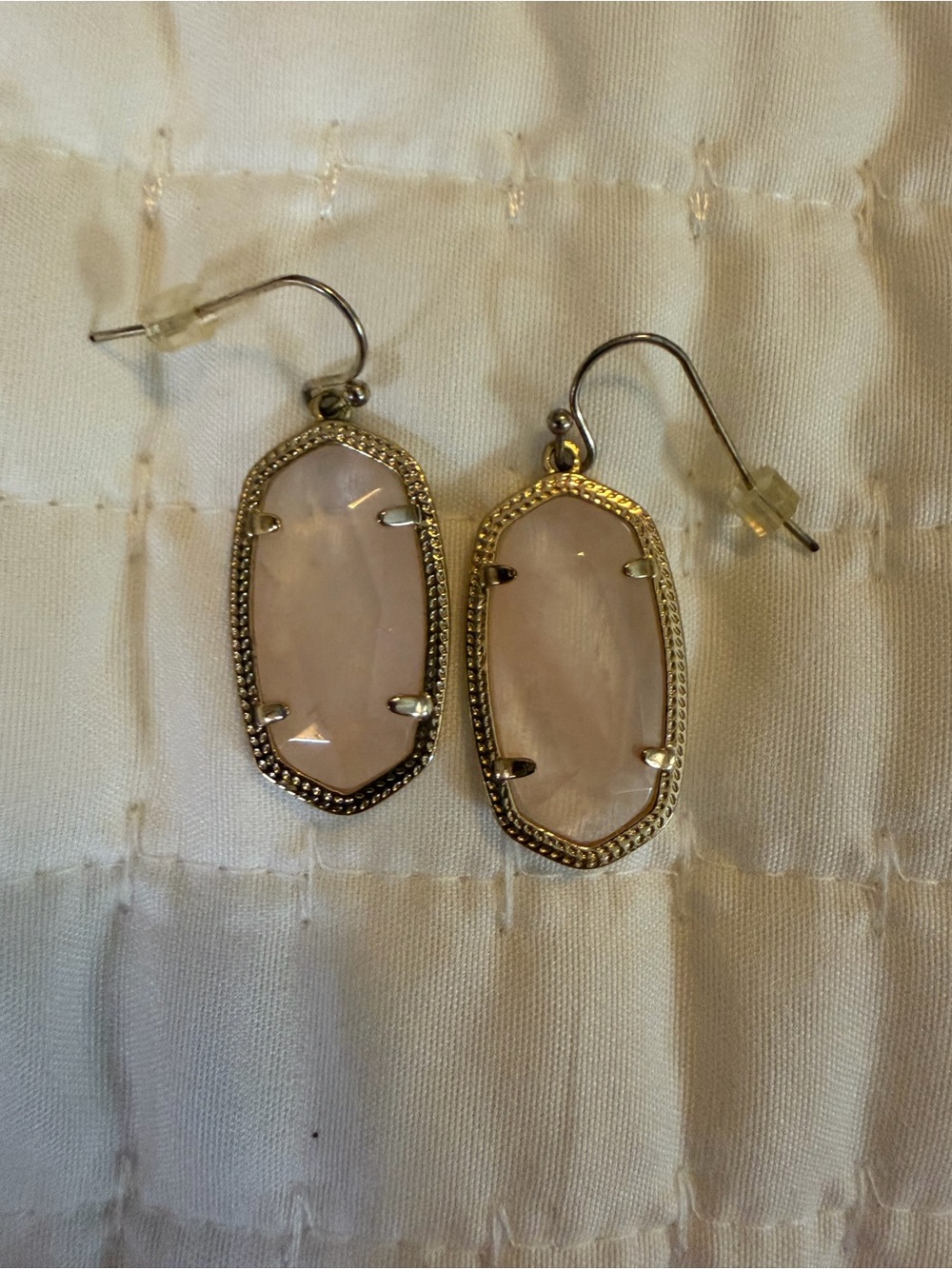 Kendra Scott Rose Quartz Drop Earrings with Gold Frame
